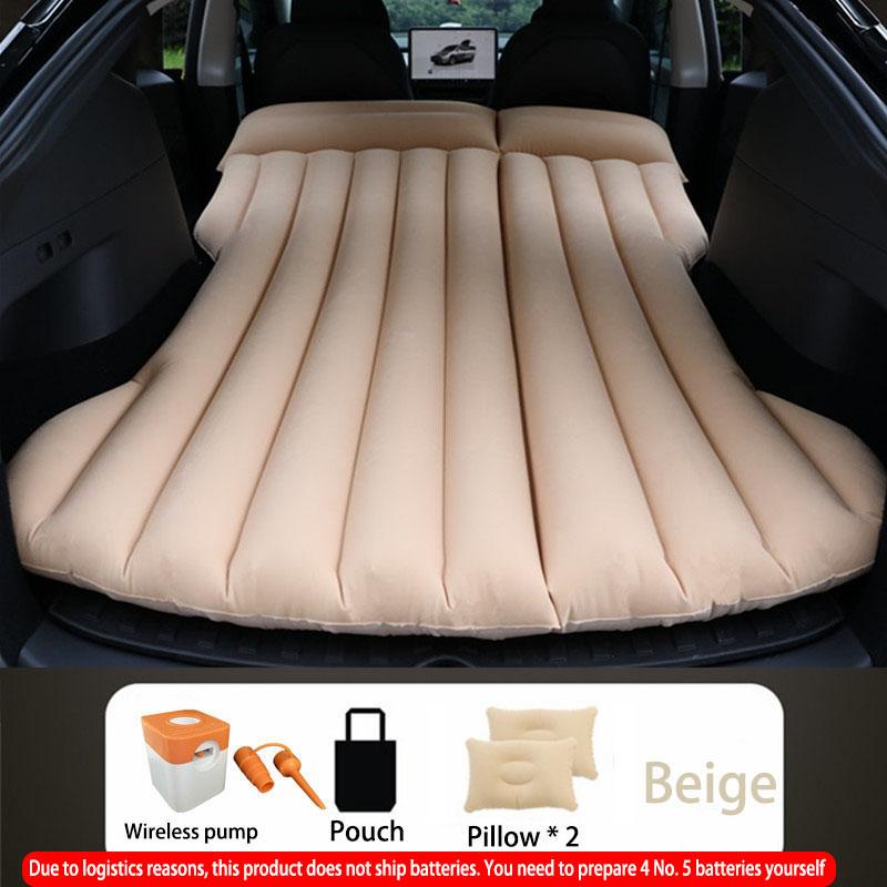 For Tesla Model Y PVC Inflatable Air Mattress Outdoor Camping Inflatable Special Suede Fabric Car Travel Bed