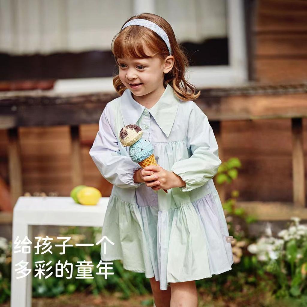 David Bella Children's Dress Autumn Dress Girls' Gradient Pure Cotton Princess Dress Middle Children's Dress