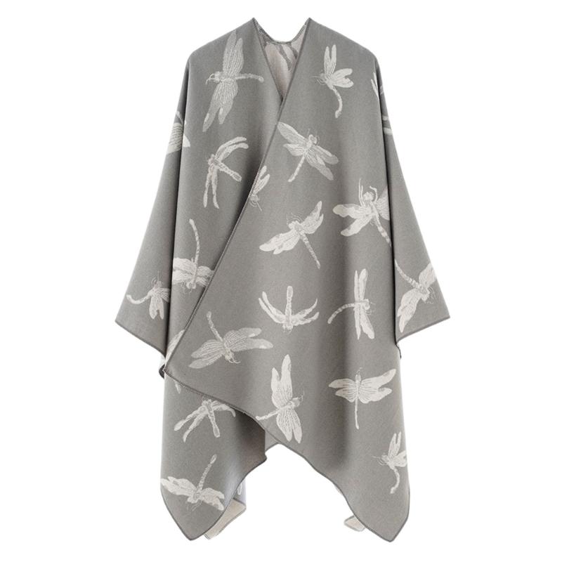 Elegant Reversible Warm Wearable Shawl Wrap for Women Soft Warm Stylish Oversized Scarf Wrap Wearable серебряный серый