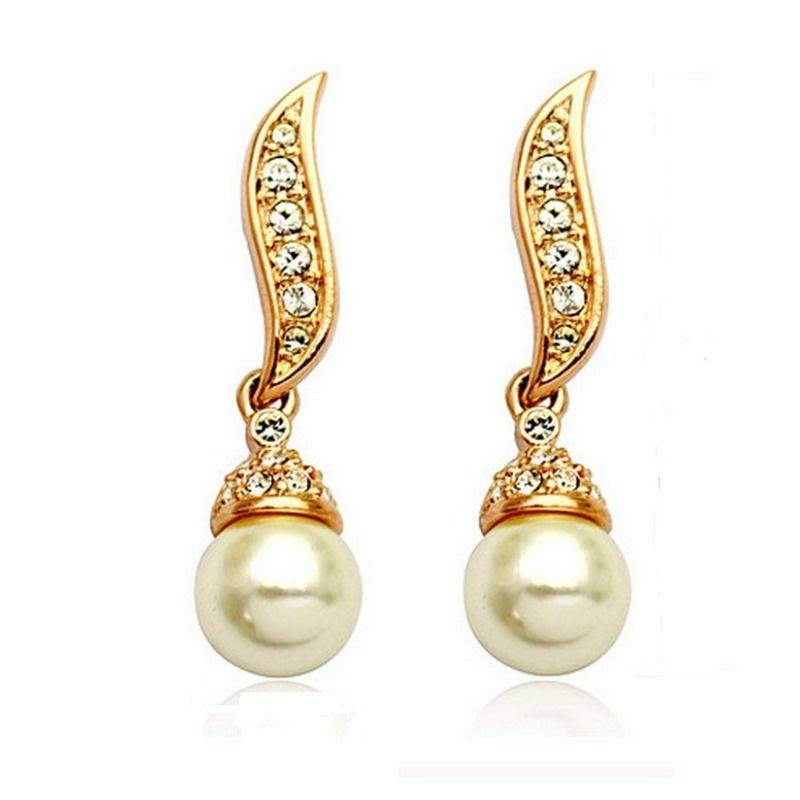 European and American Style Jewelry Set Diamond Angel Wings Pearl Rhinestone Stud Necklace