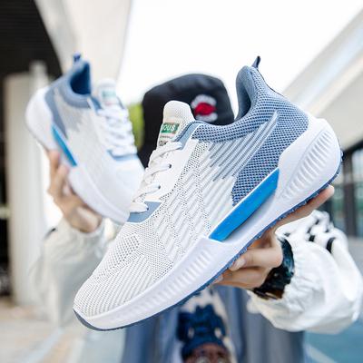 Summer Couple Shoes Flying Woven Men's Shoes Mesh Men's Shoes Thick Soles Show High Comfort Lightweight Low-top Lace-up Sports Shoes