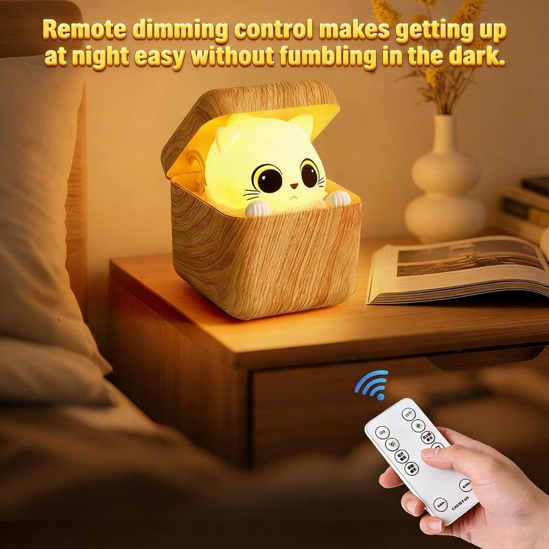 Cat Lamp Cowardly Meow  Atmosphere Fun Night Light,Remote+USB Recharge Cat Night Light,Cute Table Lamp,