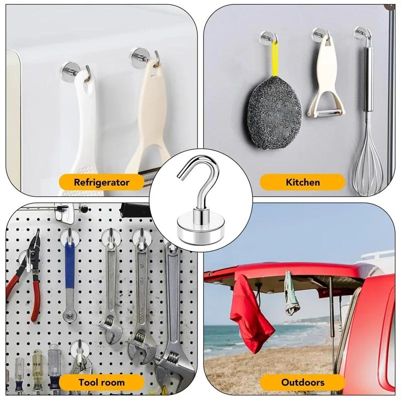 20/1Pcs Small Magnetic Hooks Multi-Purpose Neodymium Magnet Hook Kitchen Refrigerator Keys Coat Storage Holders Bathroom Hanger