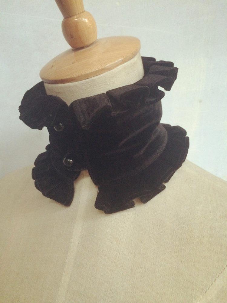 

Black Velvet Stand-up Collar Fake Collar Autumn and Winter Fake Collars Lace Folded in Half Retro Baroque Collars чёрный
