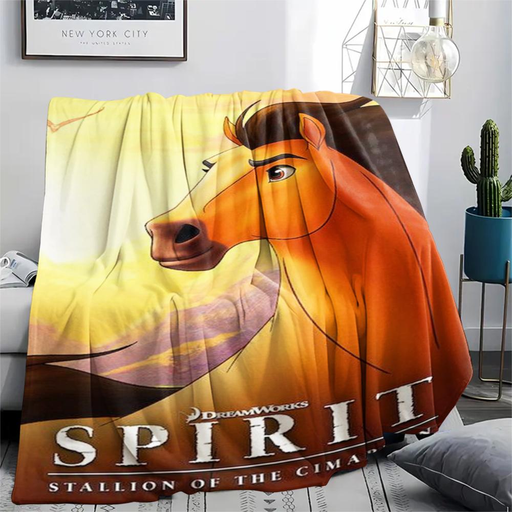 1PC Spirit Untamed Print Flannel Blanket, High quality Comfortable for All Seasons, Home Decor, Warmth and Comfort, Perfect for Christmas Gifts174