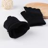 1 Pair Black Half Finger Gloves Women Men Woolen Yarn Knitting Gloves Solid Color Elastic Warm Riding Sport Workout Mittens