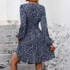 Women's Casual And Fashionable Long Sleeved R-neck Snowflake Print Dress