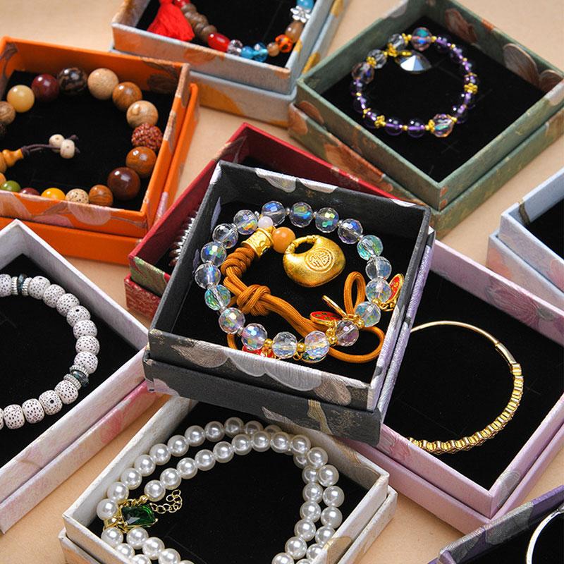 1Pc Rectangle Practical Cardboard Gift Printed Antique Style Packaging Box Hair Accessory Box Jewelry Box