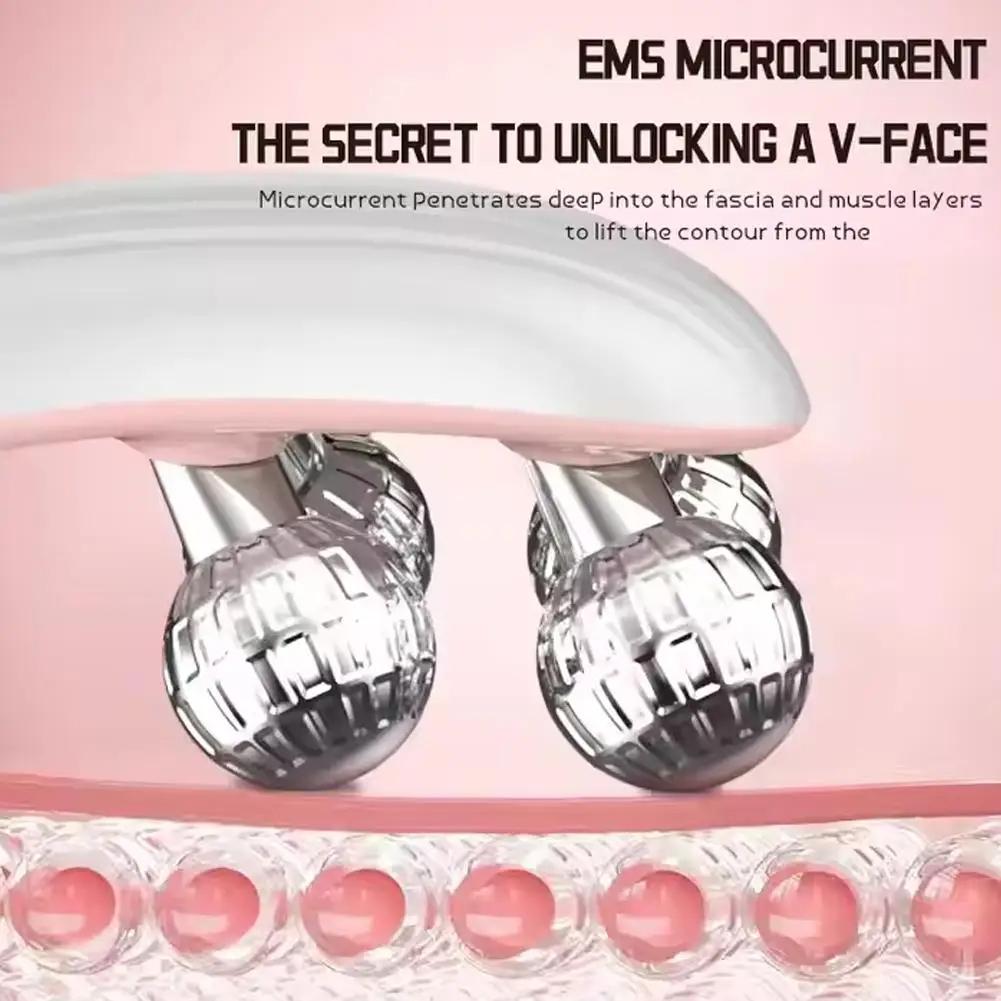 New Professional EMS Dual-Roller Facial Massager - Microcurrent Neck Firming Device with V-Lift Technology for Home Beauty Care