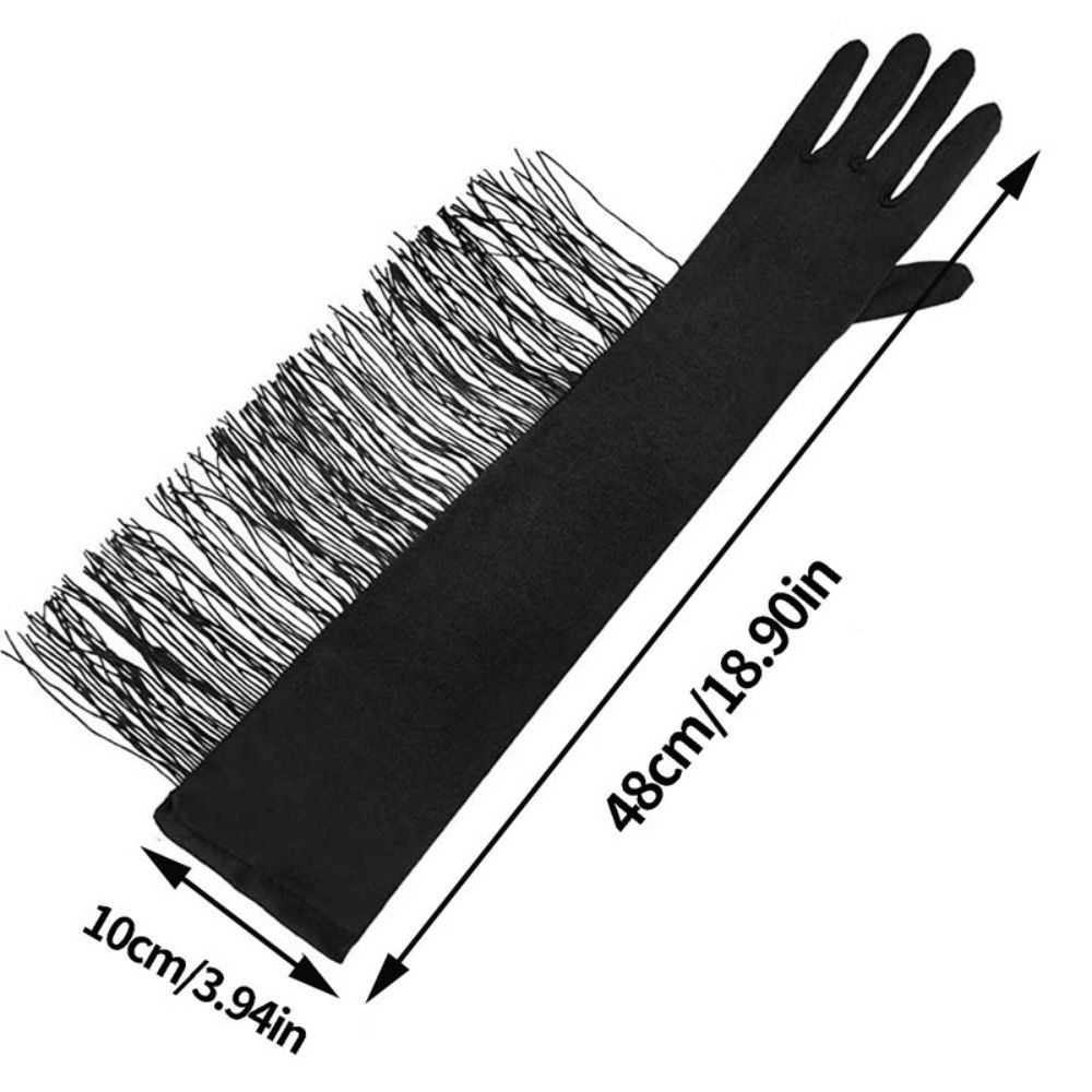Vintage Long Tassel Gloves Stretch Women Long Gloves New Fringe Fingerless Gloves