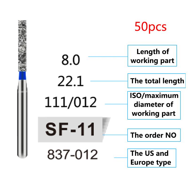 50Pcs Dental Diamond Burs Drill FG 1 6Mm For High Speed Handpiece Denspay Polishing Whitening Lab Material