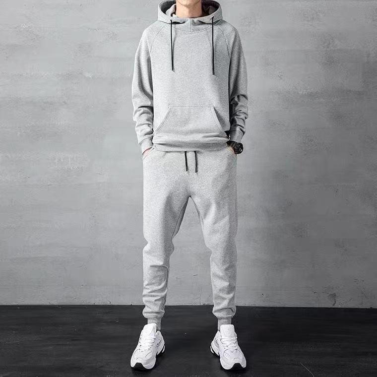 Herren Fleecegefütterter Hoodie & Jogger Übergröße Set im koreanischen Stil, Trendige Freizeitkleidung