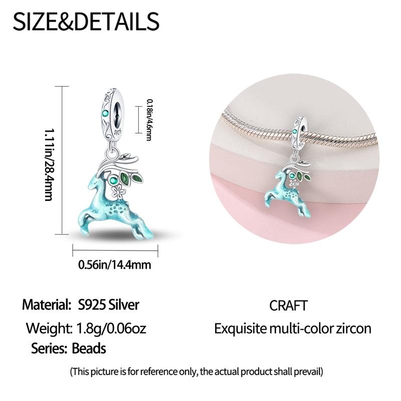 Charms Original Copper Blue Deer Pendant Beads Fit Bracelet Diy Fine Gift Women Delicate Jewelry Accessory