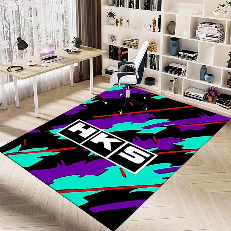 1pc HKS Home Office, Durable Polyester Floor Mat with Easy, Office Decor, Urban Style, Nonslip Backing