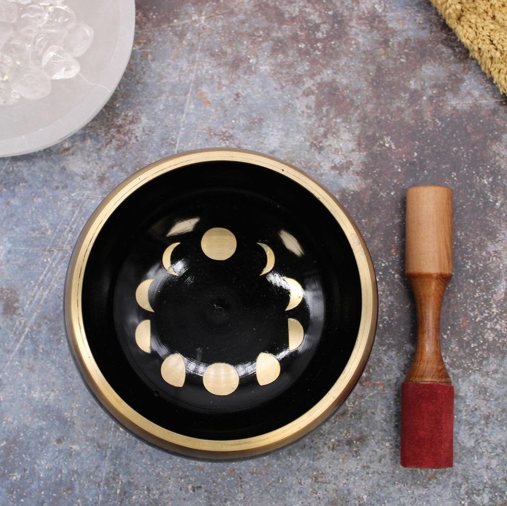 Singing Bowl Set Moon Phase Black 14cm