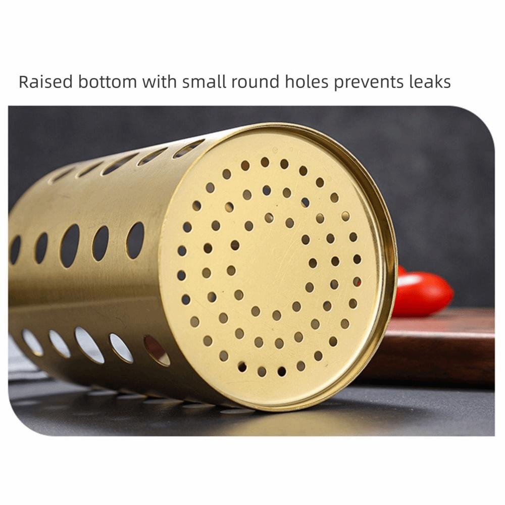 Stainless Steel Kitchen Cutlery Organizer Drainage Holes Utensil Container  Home