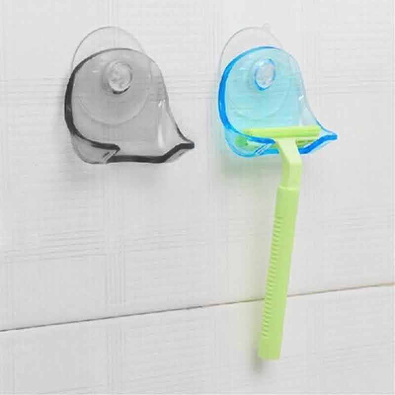 Modern Plastic Super Suction Cup Razor Organizer Holder For Bathroom Wall Storage