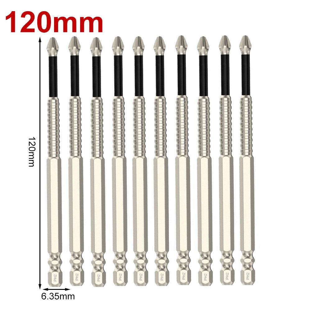 10 Stück/Satz PH2 Magnetische Kreuzschlitz-Schraubendreherbits Legierter Stahl Rutschfest Lange Bohrer Für Elektroschrauber Handbohrmaschinen