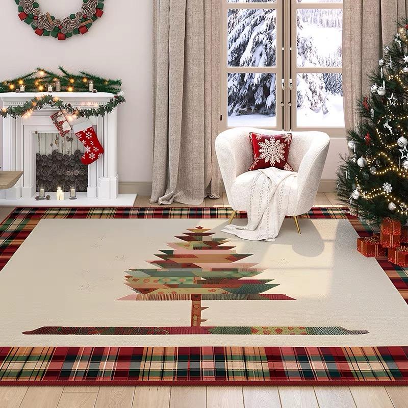 Christmas Themed Carpet Round Living Room Bedroom Non-Slip Decorative Mat Rectangular Entrance Can Be Tailored Floor Mat