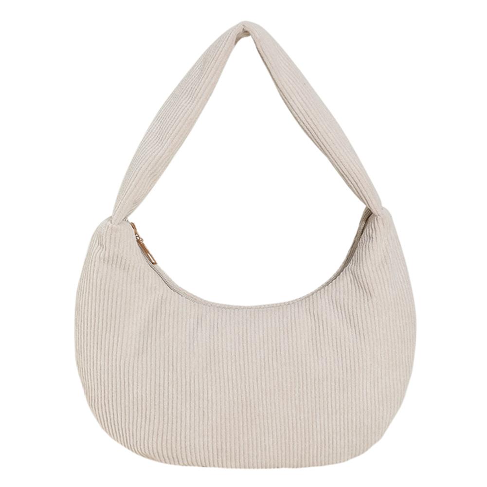Women Daily Shoulder Bag Large Capacity Corduroy Chic Hobo Bag Solid Color Stylish Underarm Bags Padded Simple Dumpling Bag