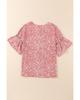 Azura Exchange Leopard Ruffle Sleeve T-Shirt