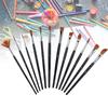 12pcs Nylon Hair Drawing Brush Various Specification Short Rod Drawing Pens for Gouache Oil Painting