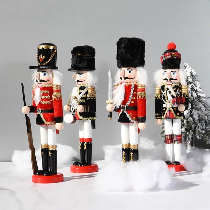Weihnachts-Nussknacker Ornament Kleiner Holzsoldat Weihnachtsdekorationen Nussknacker Figur Ornament für Tisch Regal