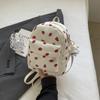 Schoolbag retro corduroy backpack women's 1011 new Korean version simple casual large capacity strawberry print commuter backpack