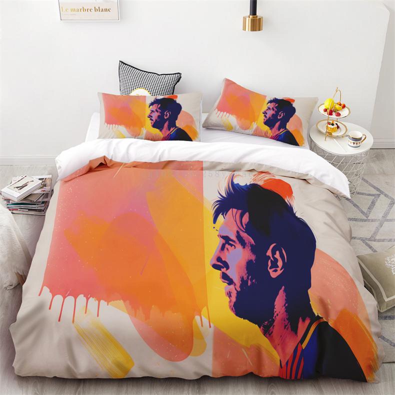 Duvet Cover Set Football Star Messi Printed Soft And Comfortable Bedding Polyester Single Double Bedding Set Children Gift