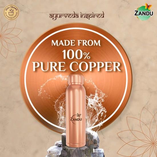 Zandu Copper Bottle (950ml): 100% Pure Copper |BPA Free Water Bottle | Office Bottle | Boosts Immunity| Supports Digestive & Liver Health