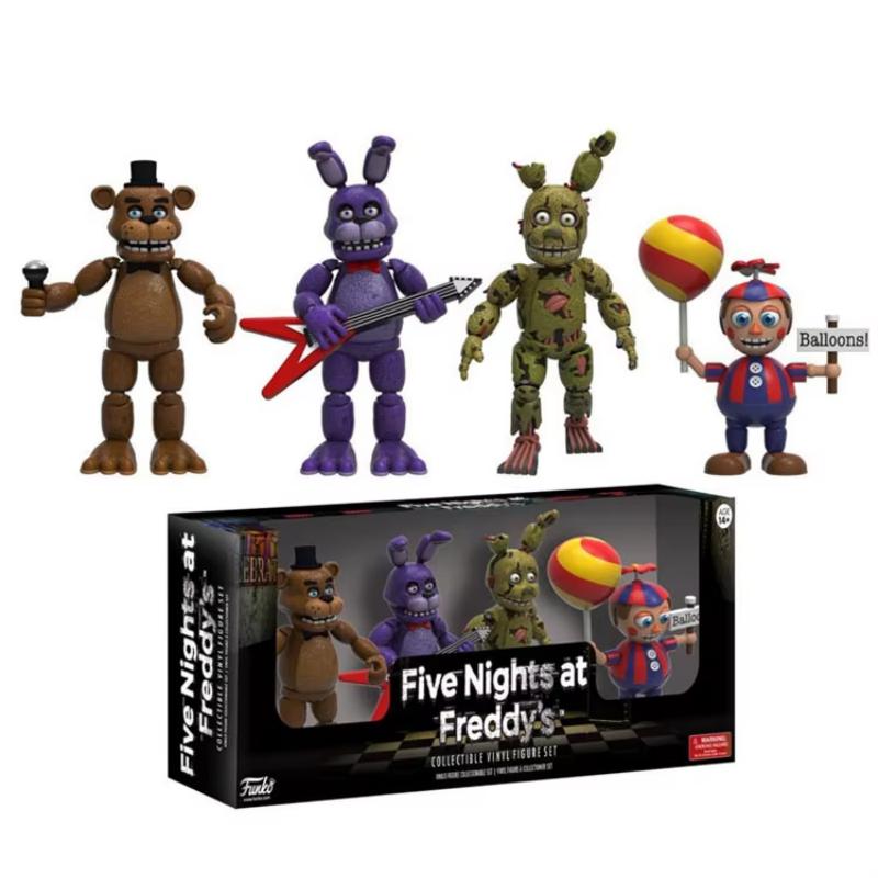 FNAF 4ks/sada Freddy Bonnie Chica Foxy Nightmare Balloon Boy Akční figurka Sběratelský model Vinylová figurka Panenka Hračky