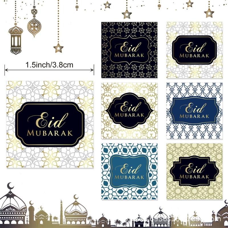 Set of 500 Moon EIDMubarak Stickers Adhesive Labels for Laptops, Notebooks, and Water Bottles