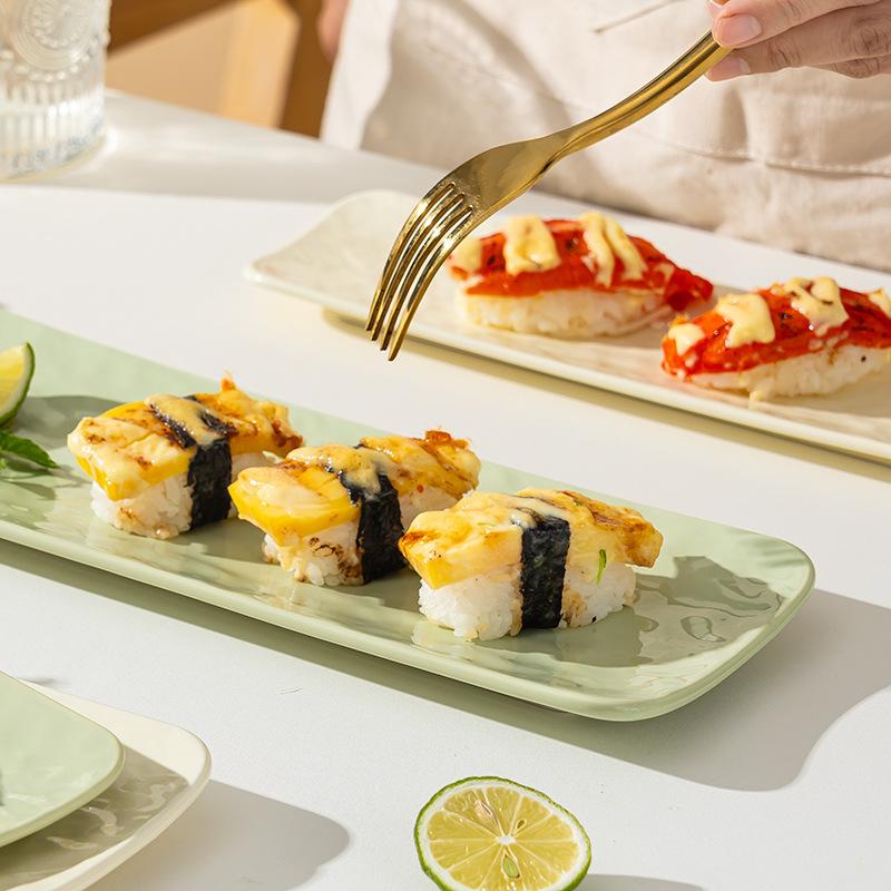 Stone Pattern Rectangular Ceramic Plate High Temperature Resistance Sushi Cuisine Disc Hotel Restaurant Meal Plate Dessert Disc