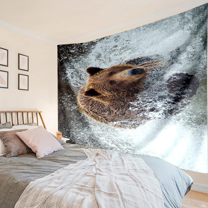 Autumnal Bear Family Scene Tapestry Room Decoration Wall Hanging for Living Room Bedroom, dormitory, Birthday and Christmas gifts