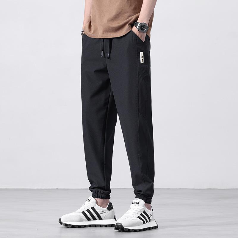 Casual pants men's spring and summer ice silk thin quick-drying sweatpants trendy brand loose leggings casual pants men's thin