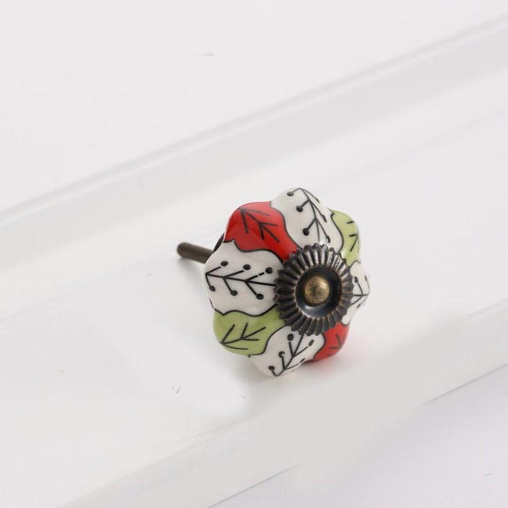 Simple Single Hole Ceramic Pumpkin Handle Round Vintage Vintage Cabinet Knob European Style Creative Door Pull Handles Furniture