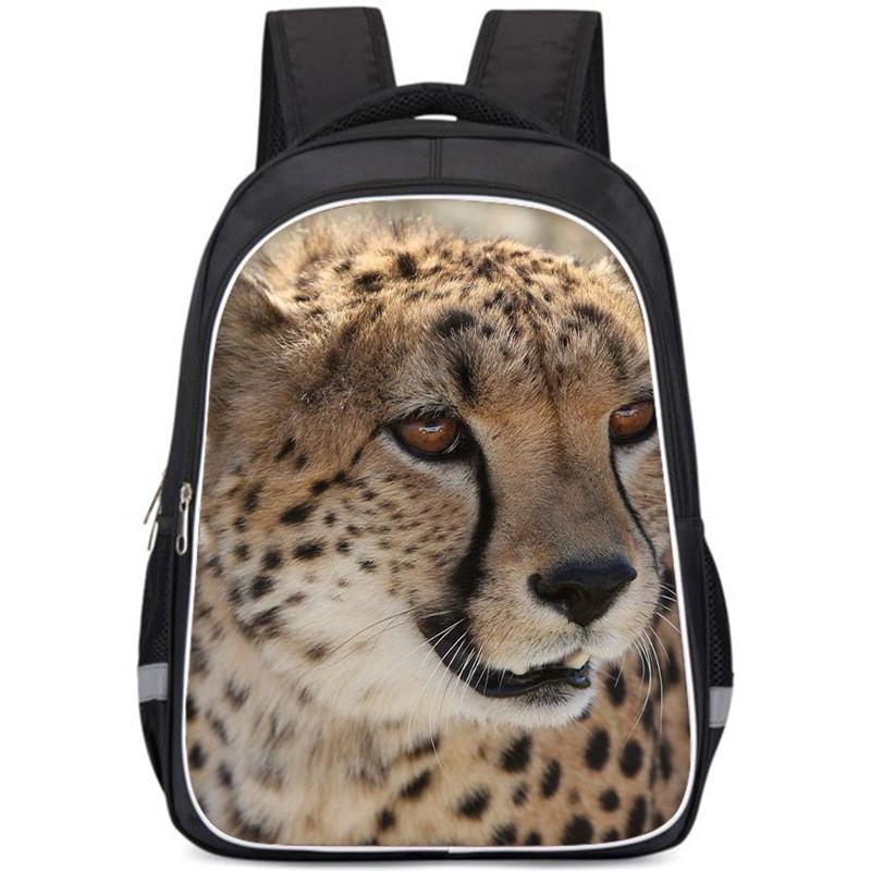 Large Capacity Lightweight Oxford Cloth Backpack For Kids School Leopard Print