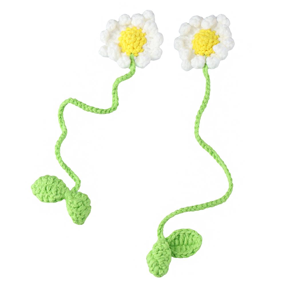 

2 PCS Unique 2 PCS Handmade Knitted Book Clip Bookmark Pagination Mark Daisy