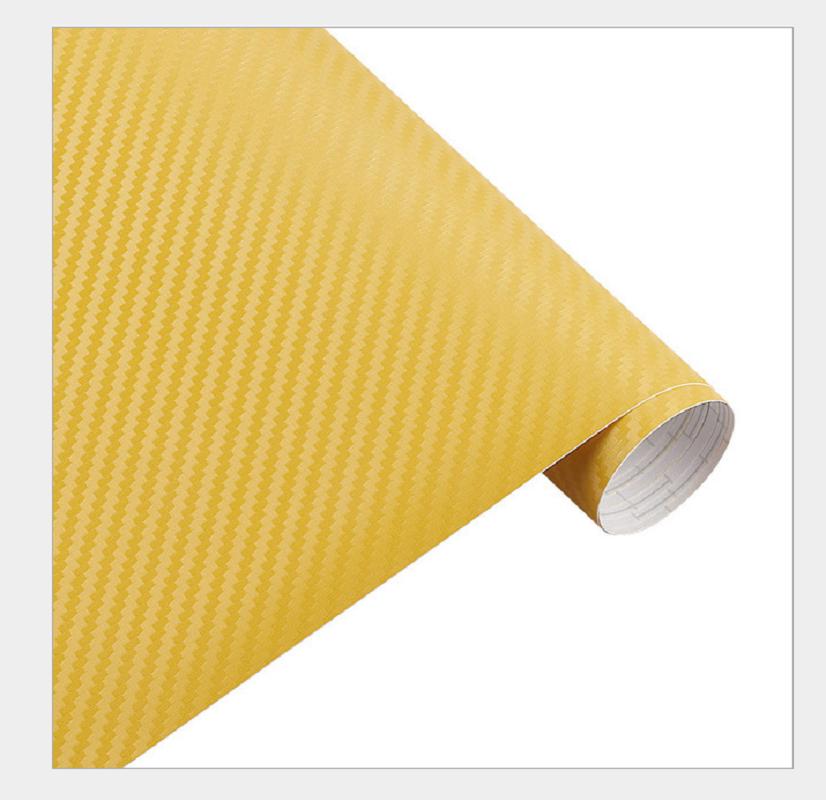 

30смx127см Виниловая пленка из углеродного 3D волокна Автомобильные наклейки Водонепроницаемые Для украшения автомобиля жёлтый