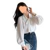 Elegant White Long-Sleeve Bow Tie Shirt for Women: French Loose Design, Suitable for Spring and Autumn