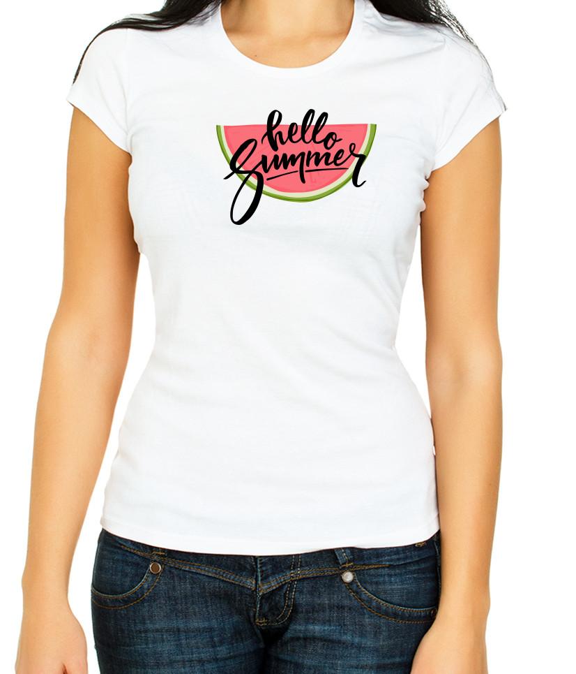 

Summer Watermelon Design Good Vibes White 3/4 Short Sleeve T Shirt Woman F431 M