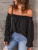 Women's Off-the-Shoulder Chiffon Blouse - European and American Style, Solid Color Pullover for Spring and Autumn, Sexy & Elegant.