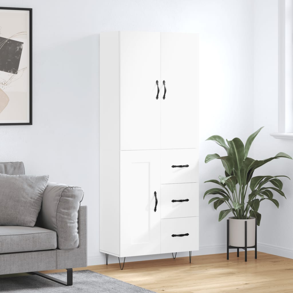 Vidaxl Witrynka, Biała, 69,5X34X180 Cm, Materiał Drewnopochodny