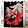 Fancy Fish Shower Curtain Red White Black Splashing Waterfall Decoration for Bathroom Waterproof Bath Mat, Size 72x84 Inches
