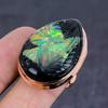 Natural Ammolite Gemstone Handmade Copper Jewelry Ring Size 9 Q5D35