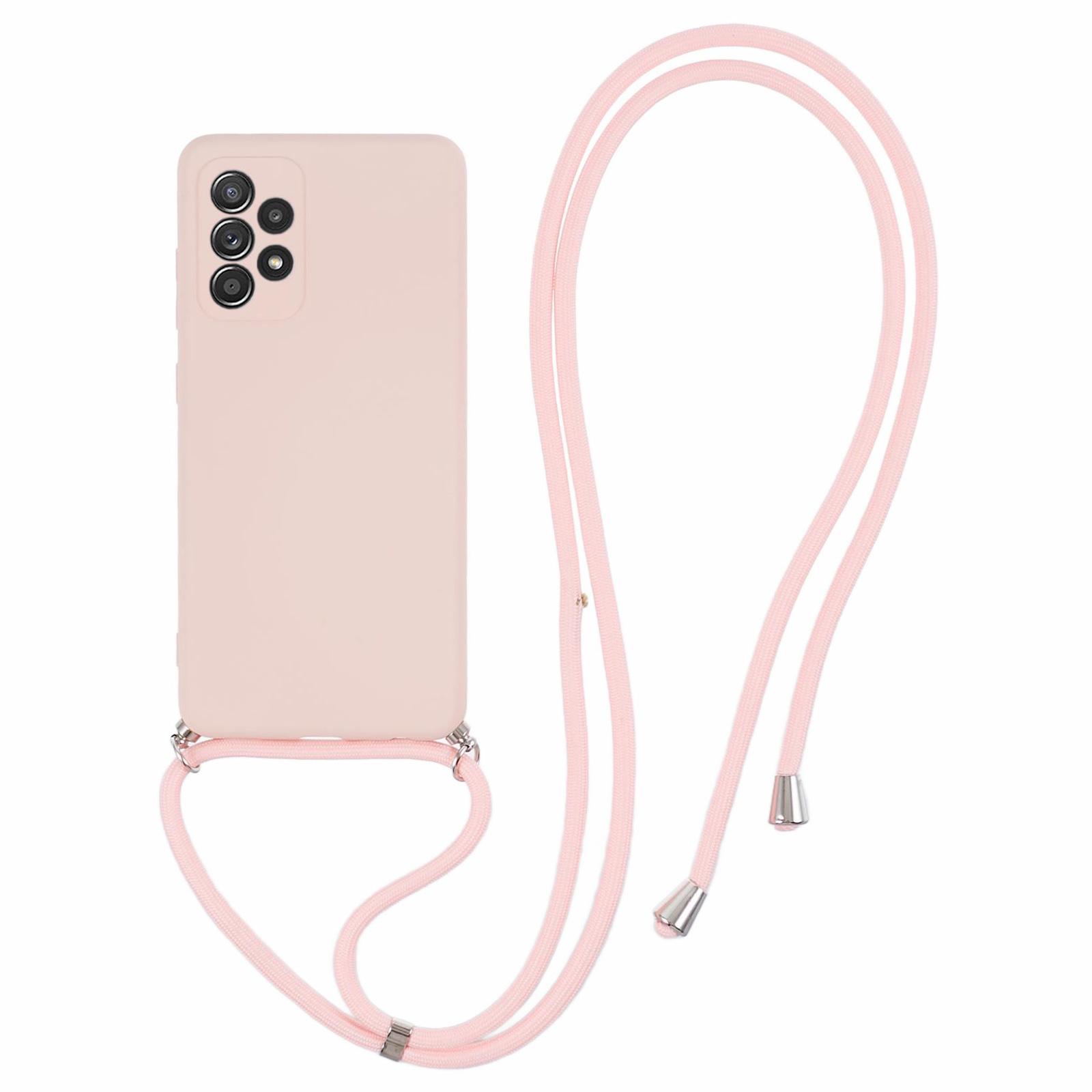 

For Samsung Galaxy A52 4G/5G/A52s 5G Case Precise Cutout TPU Cover with Long Lanyard Pink