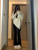 MULVAN Women's Irregular High Neck Batwing Sweater Top