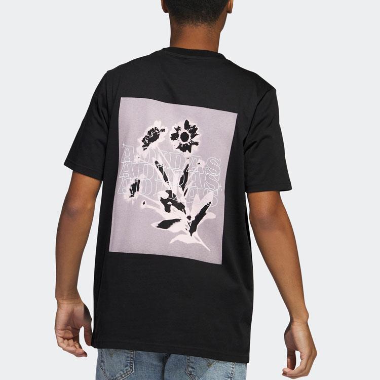Adidas Lightweight Floral Print Short Sleeve T-Shirt Men Tops Black IC7748