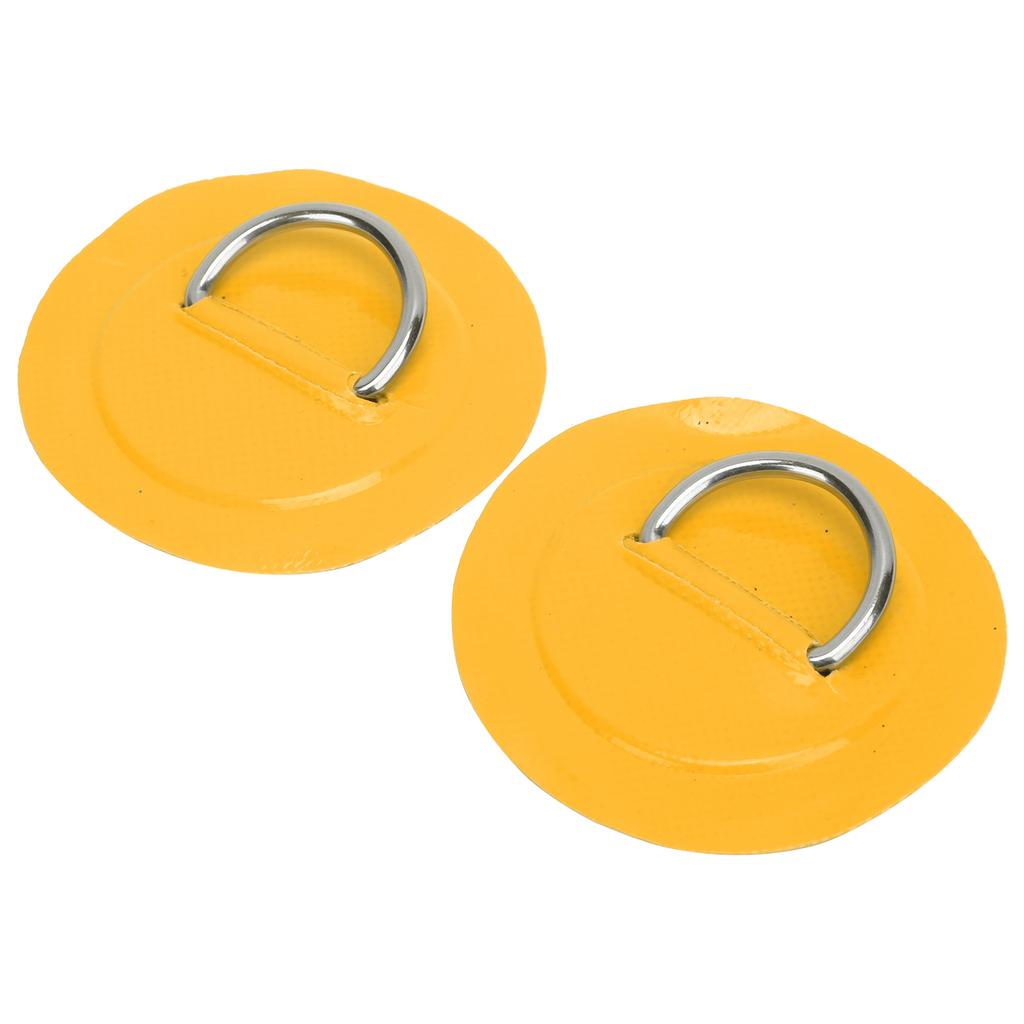 2 Pcs Inflatable Boat DRing Pad Patch PVC Durable Marine Stainless Steel Fixed Buckle(Yellow )