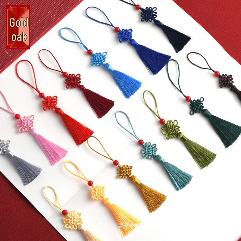 

Mini Red Chinese Knot Tassel Bookmark Pendant Pink - Alloy